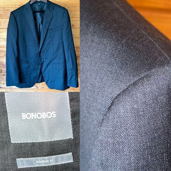 $400 NWOT Bonobos 44S Standard Fit Charcoal gray Jetsetter wool suit blazer - Picture 2 of 16